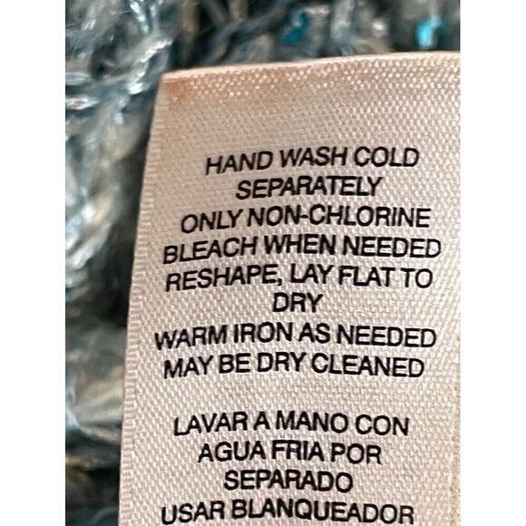 Chicos Sweater Women L Blue Cowl Neck Pullover Knit Sequin Tunic Festive Neutral - Picture 9 of 12